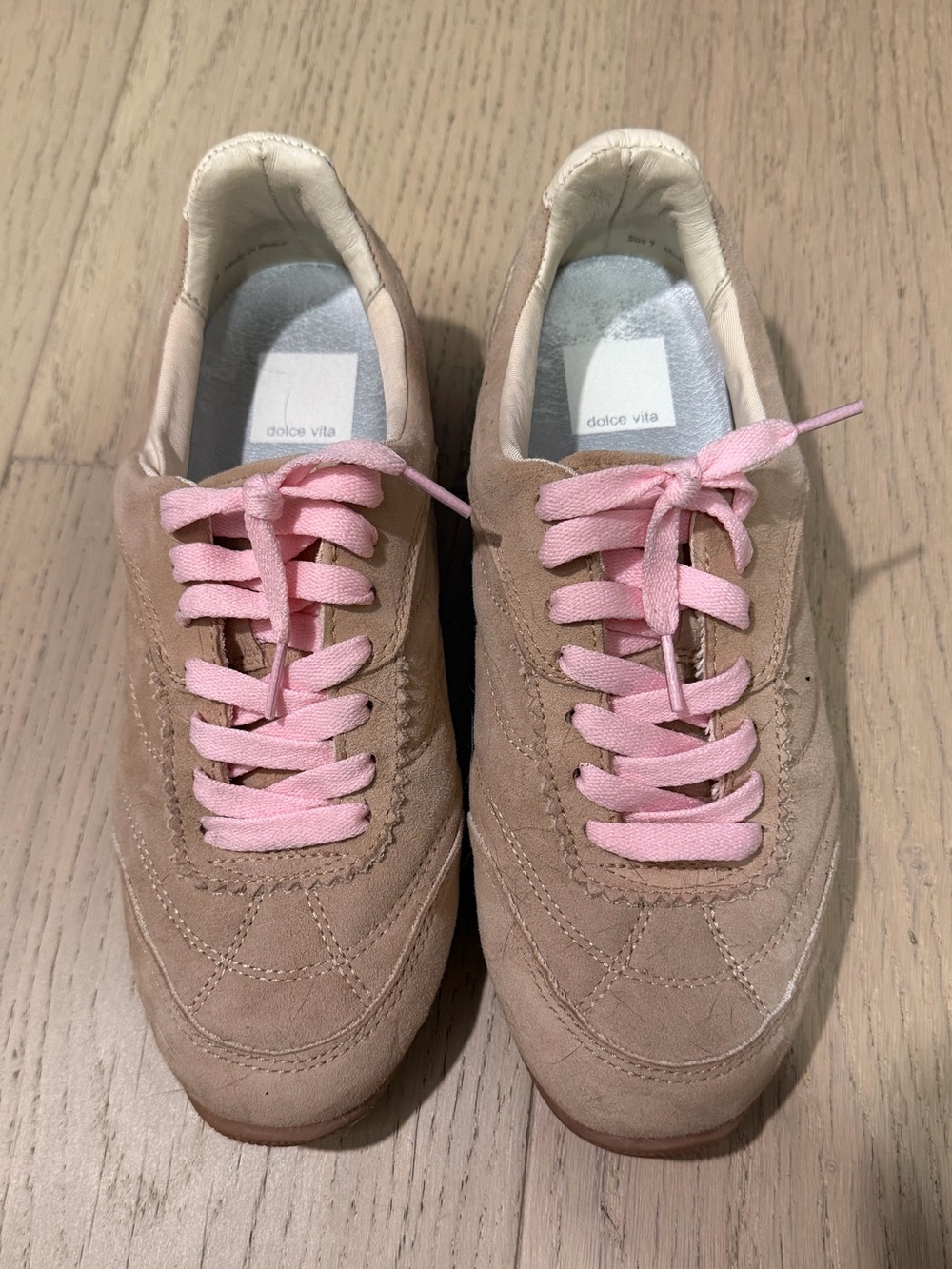 Dolce Vita Women's Suede Sneaker in Beige